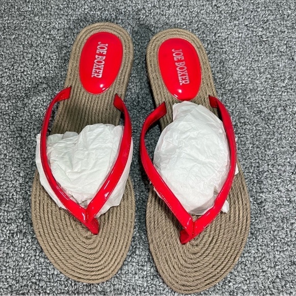 Joe Boxer Sandals Flip Flops Red Womens Size 7/8 New - Picture 8 of 9